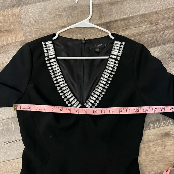 Ted Baker Black Dress with Embellished V-Neck - Picture 9 of 10